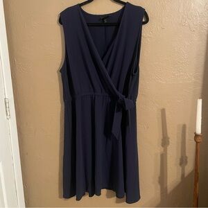 Lane Bryant Deep Blue Sleeveless Plus Bow Wrap Midi Dress